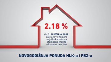 Od danas za članove HLK  najniža kamata na stambene kredite u Hrvatskoj - svega 2.18 posto!